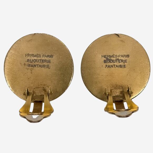 Hermes Clou de Selle Mother of Pearl Clip-on Earrings - Picture 5 of 9